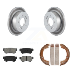 TRANSIT AUTO Rear Disc Coated Rotors Semi-Metallic Pads & Parking Brake Shoes Kit for Hyundai Elantra Kgs-103222