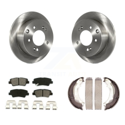 TRANSIT AUTO Rear Disc Rotors Semi-Metallic Pads And Parking Brake Shoes Kit for 2010-2013 Kia Soul K8S-104597