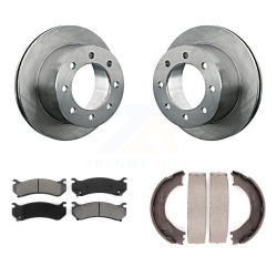 TRANSIT AUTO Rear Disc Rotors Semi-Metallic Pads & Parking Brake Shoes Kit for Gmc Sierra 3500 Classic K8S-104447