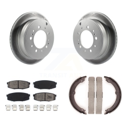 TRANSIT AUTO Rear Disc Coated Rotors Semi-Metallic Pads & Parking Shoes Kit for Toyota Tundra Sequoia Kgs-103231