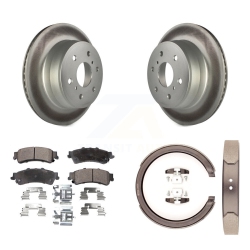 TRANSIT AUTO Rear Disc Coated Rotors Ceramic Pads Parking Brake Shoes Kit for Gmc Sierra 1500 Classic Kgt-103805