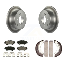 TRANSIT AUTO Rear Disc Coated Rotors Semi-Metallic Pads Parking Brake Shoes Kit for 2010-2013 Kia Soul Kgs-103248