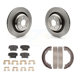 TRANSIT AUTO Rear Disc Rotors Semi-Metallic Pads And Parking Brake Shoes Kit for Dodge Charger K8F-104446