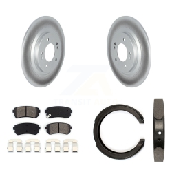 TRANSIT AUTO Rear Disc Coated Rotors Semi-Metallic Pads And Parking Brake Shoes Kit for Kia Cadenza Kgs-102976