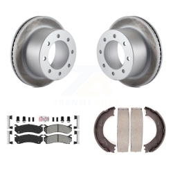 TRANSIT AUTO Rear Disc Coated Rotors Semi-Metallic Pads Parking Shoes Kit for Gmc Sierra 3500 Classic Kga-106585
