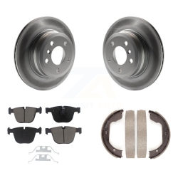 TRANSIT AUTO Rear Disc Coated Rotors Ceramic Pads Parking Shoes Kit for 09 Bmw X6 Xdrive35I From 10 08 Kgc-103001