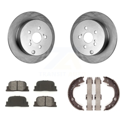 TRANSIT AUTO Rear Disc Rotors Semi-Metallic Pads And Parking Brake Shoes Kit for 2005-2010 Scion Tc K8S-104543