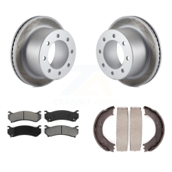 TRANSIT AUTO Rear Disc Coated Rotors Semi-Metallic Pads Parking Shoes Kit for Gmc Sierra 3500 Classic Kgs-103081