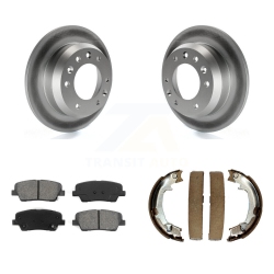 TRANSIT AUTO Rear Disc Coated Rotors Semi-Metallic Pads Parking Brake Shoes Kit for Kia Sedona Hyundai Kgs-103204