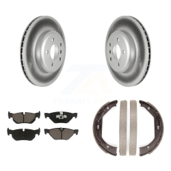 TRANSIT AUTO Rear Disc Coated Rotors Ceramic Pads And Parking Brake Shoes Kit for Bmw 328I Xdrive Kgc-102978