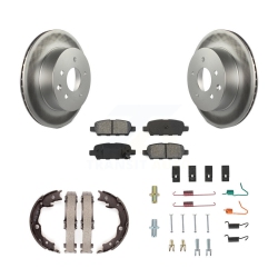 TRANSIT AUTO Rear Disc Coated Rotors Semi-Metallic Pads Parking Shoes & Hardware Kit for Nissan Rogue Kgs-103542