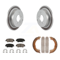 TRANSIT AUTO Rear Disc Coated Rotors Ceramic Pads And Parking Brake Shoes Kit for 2007-2009 Kia Amanti Kgc-103029