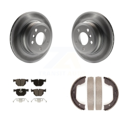 TRANSIT AUTO Rear Disc Coated Rotors Ceramic Pads And Parking Brake Shoes Kit for Bmw X5 X6 Kgc-102995