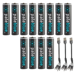 PALE BLUE USB Rechargeable Aaa Batteries By, Lithium Ion 1.5V 600Mah, Fast Charging In 60 Minutes, 4-Pack With Led Charge Indicator