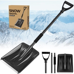 Snow Shovel, Car Snow Shovel, Scoop Shovel \w D-Handle, Large Capacity for Snow Removal, 4 in 1 Portable Shovel for Trunk Car Emergency Camping Home Garden (Black)