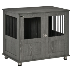 PAWHUT 33.5"l Dog Crate Furniture With Lockable Magnetic Door, Adjustable Feet, Indoor Dog Kennel End Table for Extra Large, Medium & Small Breeds