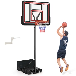 COSTWAY Goplus 7.4-10 Ft Basketball Hoop Outdoor System With 44 Inch Shatterproof PC Backboard