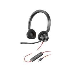 HP POLY Wire 3320 On-Ear Noise Cancelling USB-C Stereo Headset With Mic - (8X219Aa) In Black