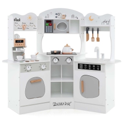 COSTWAY Honeyjoy Corner Kitchen Playset With Coffee Machine Oven Microwave Washing Machine