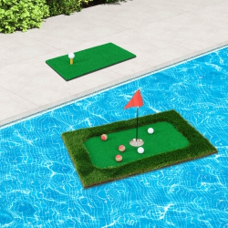COSTWAY Rectangular Floating Golf for Pool Includes Golf Hitting Mat 6 Golf Balls In Green
