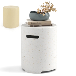 COSTWAY Propane Tank Cover Table With Side Handles And Protective Cover for Fire Pit