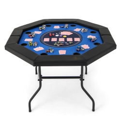 COSTWAY 48" Foldable Poker Table for 8 Players Portable Blackjack Texas Hold'em Table