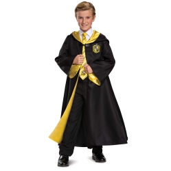 DISGUISE Harry Potter Hufflepuff Robe Prestige Children's Costume Accessory & Yellow, Kids Size Large (10-12) In Black