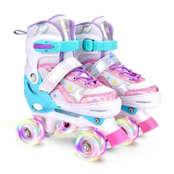 RUNCINDS Toddler Roller Skates for Girls Kids, 4 Size Adjustable Kids Roller Skates for Little Girls With Light Up Whe