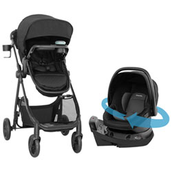 Evenflo Omni Ultra Travel System with Revolve180 LiteMax NXT Rotational Infant Car Seat - Caviar Black