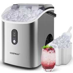 COSTWAY Nugget Countertop Ice Maker With Soft Chewable Pellet Ice Ready In 6 Mins