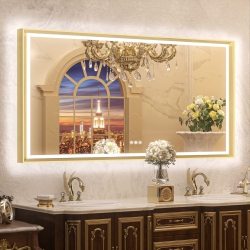 NIERBO 72 X 36 Led Bathroom Mirror \w Lights Metal Framed Front & Back Light Vanity Mirror Baroque Antifog Stepless Dimmable White/warm/natural