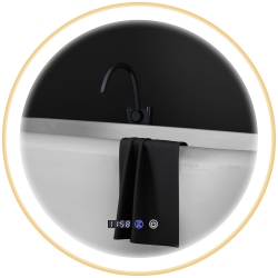 HOMCOM 28" Round Led Bathroom Mirror \w Frontlit And Backlit 3 Colour And Dimmable Vanity Mirror Wall Mounted Makeup Mirror \w Anti-Fog Touch Button