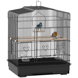 PAWHUT 23" Bird Cage for Finches, Canaries Budgies, Parrot Cage With Accessories Handle In Black