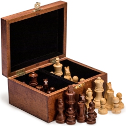 HUSARIA Staunton Tournament No. 4 Chessmen With 2 Extra Queens And Wooden Box, 76-Millimeter Kings