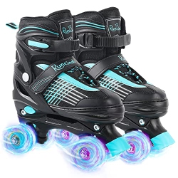 RUNCINDS Adjustable Kids Roller Skates for Boys And Girls, Toddler Roller Skates for Beginners With Light-Up Wheels