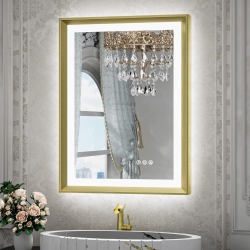 NIERBO 28 X 20 Led Bathroom Mirror \w Lights Metal Framed Front & Back Light Vanity Mirror Baroque Antifog Stepless Dimmable White/warm/natural