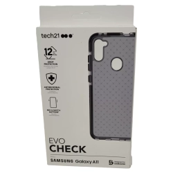 EVO Tech21 Check Flexible Gel Case for Samsung Galaxy A11, Smokey In Black