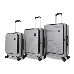 TUCCI Italy Circolo 3PC Luggage Set (18.5, 23, 27") Expandable-Silver