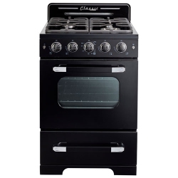 CLASSIC RETRO Unique 24" 2.9 Cu. Ft. Fan Convection Freestanding Gas Range (Ugp-24Cr) - Midnight In Black