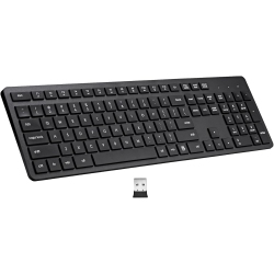 OECECA Wireless Keyboard, 2.4G USB External Silent Cordless Keyboard for Windows Chrome Laptop Computer PC Desktop Notebook Chromebook, 106 Keys Full