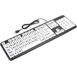 OECECA Large Print Keyboard, USB Wired Old People Low Vision Keyboard With Large Print Keys for Seniors (Black) In White