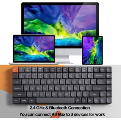 OECECA K3 Max Ultra-Slim Wireless Mechanical Keyboard, Qmk/via Programmable Bluetooth 5.1/2.4 Ghz/wi \w White Backlight Low Profile Gateron