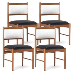 GYMAX Wooden Dining Chair Set Of 4 W/ Rubber Wood Frame Faux Leather Padded Seat