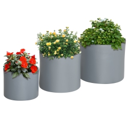 OUTSUNNY Set Of 3 Outdoor Planter Set, 13/11.5/9 In, Flower Pots With Drainage Holes, Outdoor Plant Pots for Patio, Yard, Garden