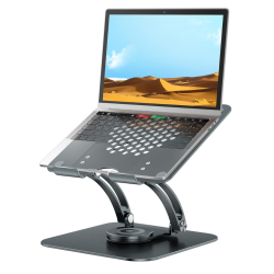 MEHIAZ Swivel Laptop Stand for Desk, Ergonomic Laptop Holder \w 360° Rotating Base, Adjustable Computer Stand Laptop Riser Compatible \w Air, Pro