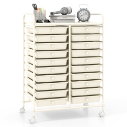 GYMAX 20 Drawers Rolling Storage Cart Art Craft Organizer On Wheels Multipurpose In White