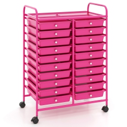 GYMAX Rolling Storage Cart Art Craft Organizer On Wheels Multipurpose 20 Drawers
