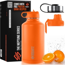 SQUATZ 64 OZ Neptune Series Steel Water Bottle, Stainless Double Wall Vacuum Insulated Flask \w Handle Strap, Durable And Elegant Leak Proof Wide