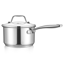 NUTRICHEF Stainless Steel Cookware Saucepan - 2 Quart, Heavy Duty Induction Pot, Saucepan With Lid