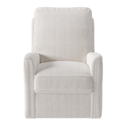 CORLIVING Upholstered Fabric Swivel Manual Recliner Chair, Modern Recliner Chair for Living Room, Bedroom Boucle In White